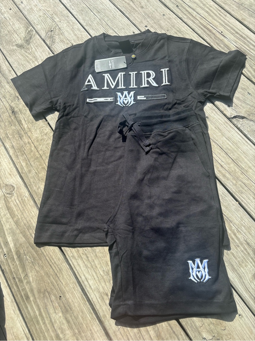 AMIRI Black Athletic Logo Drawstring Shorts